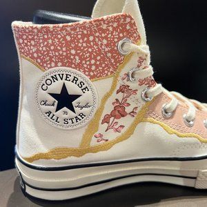New Converse Chuck 70s Egret Golden Repair Multi High Top Floral Sneakers Shoes